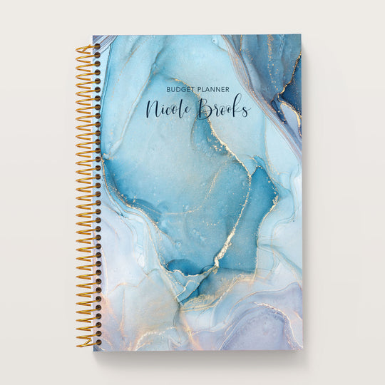 6x9 Budget Planner - Aqua Gold Abstract Ink