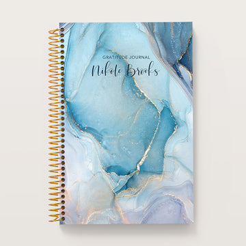 6x9 Gratitude Journal - Aqua Gold Abstract Ink