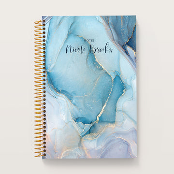 6x9 Notebook/Journal - Aqua Gold Abstract Ink