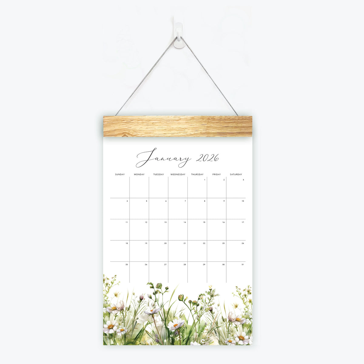 January page of the Meadow Floral wall calendar