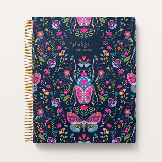 8.5x11 Weekly Planner - Midnight Garden Wings