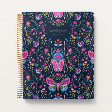 8.5x11 Weekly Planner - Midnight Garden Wings