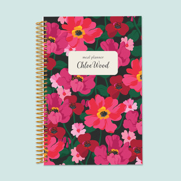 6x9 Meal Planner - Midnight Spring Bloom