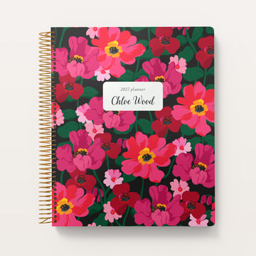 8.5x11 Teacher Planner - Midnight Spring Bloom