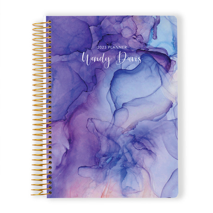 6x9 Monthly Planner - Purple Flowing Ink