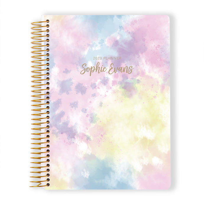 6x9 Monthly Planner - Purple Splatter Tie Dye