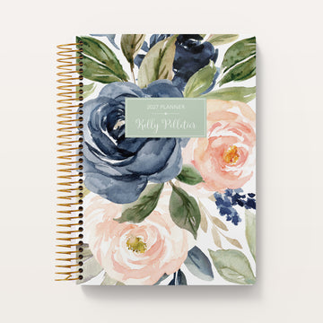 6x9 Student Planner - Navy Blush Roses