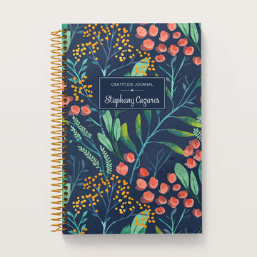 6x9 Gratitude Journal - Navy Watercolor Floral