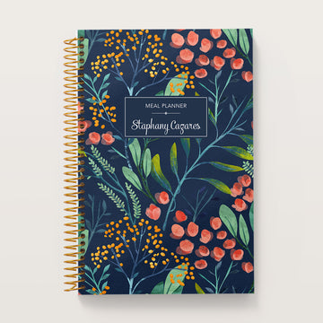 6x9 Meal Planner - Navy Watercolor Floral