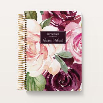 6x9 Student Planner - Plum Blush Roses