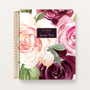 8.5x11 Teacher Planner - Plum Blush Roses