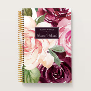 
                  
                    Plum Blush Roses cover on a 6×9 Posy budget planner
                  
                
