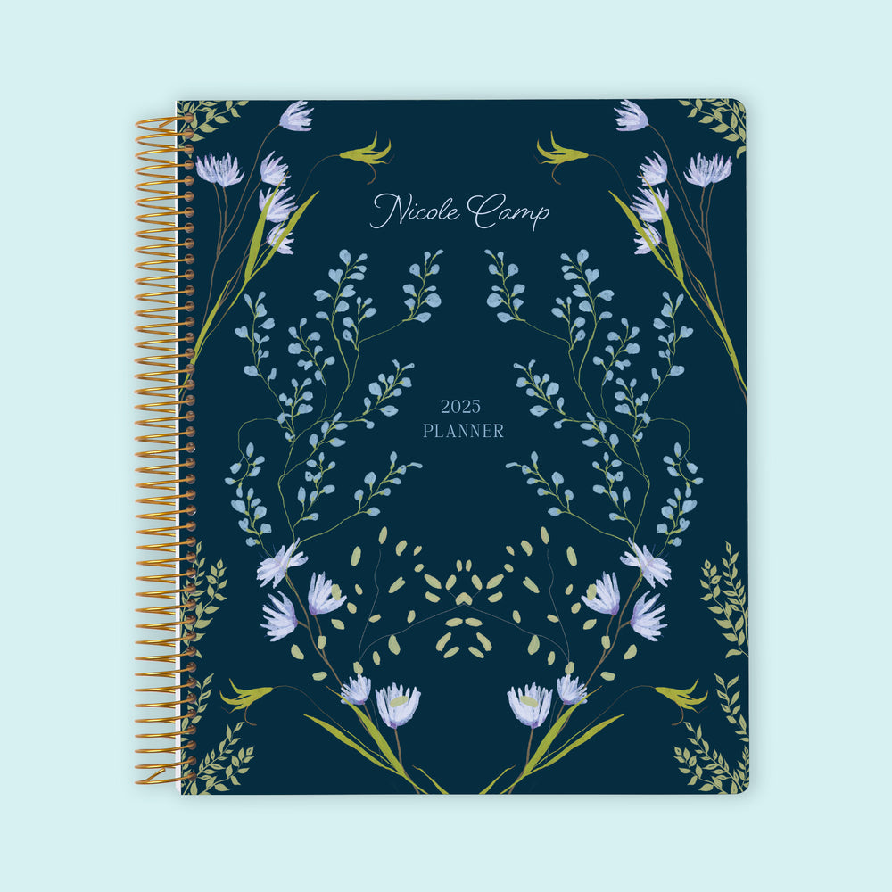 8.5x11 Weekly Planner - Flower Frame Blue