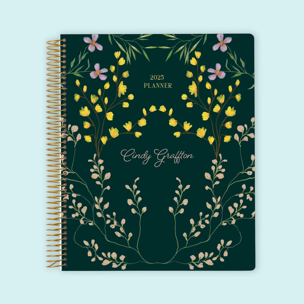 8.5x11 Weekly Planner - Flower Frame Green