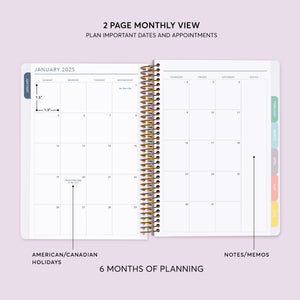 
                  
                    Two-page monthly view in a 6×9 Posy self-care planner
                  
                