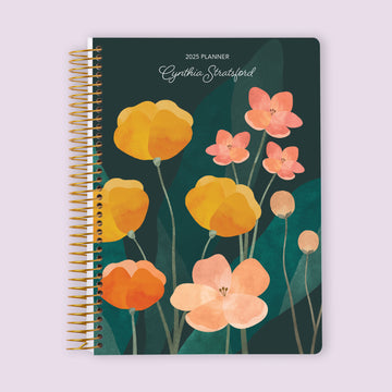 6x9 Self Care Planner - Abstract Florals Green Multicolor