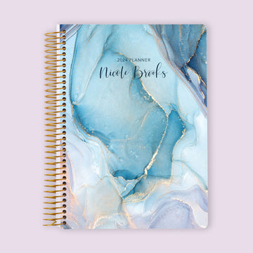Self Care Planner - Aqua Gold Abstract Ink