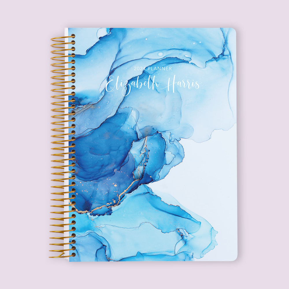 Self Care Planner - Blue Abstract Ink