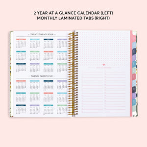 
                  
                    Two-year-at-a-glance reference pages in a 6×9 hardcover Posy planner
                  
                