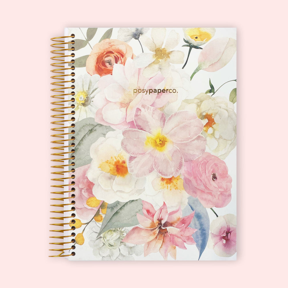 6x9 Hardcover Monthly Planner - Flirty Florals Blush