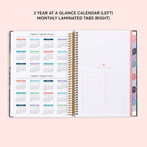 
                  
                    Two-year-at-a-glance reference pages in a 6×9 hardcover Posy planner
                  
                