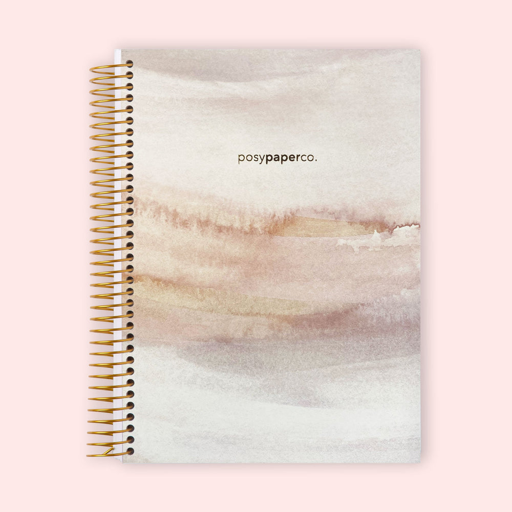 6x9 Hardcover Monthly Planner - Neutral Watercolor Gradient