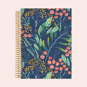 6x9 Hardcover Weekly Planner - Navy Watercolor Floral