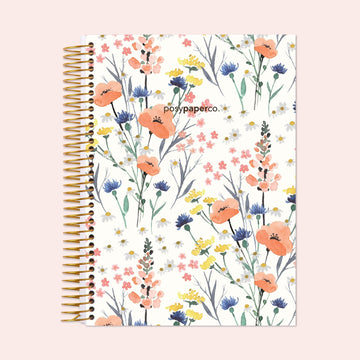 6x9 Hardcover Weekly Planner - Field Flowers Blue