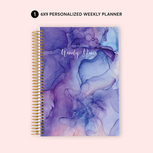 
                  
                    6x9 Weekly Planner, Notepad and Rollerball Pen Set - Purple Flowing Ink
                  
                