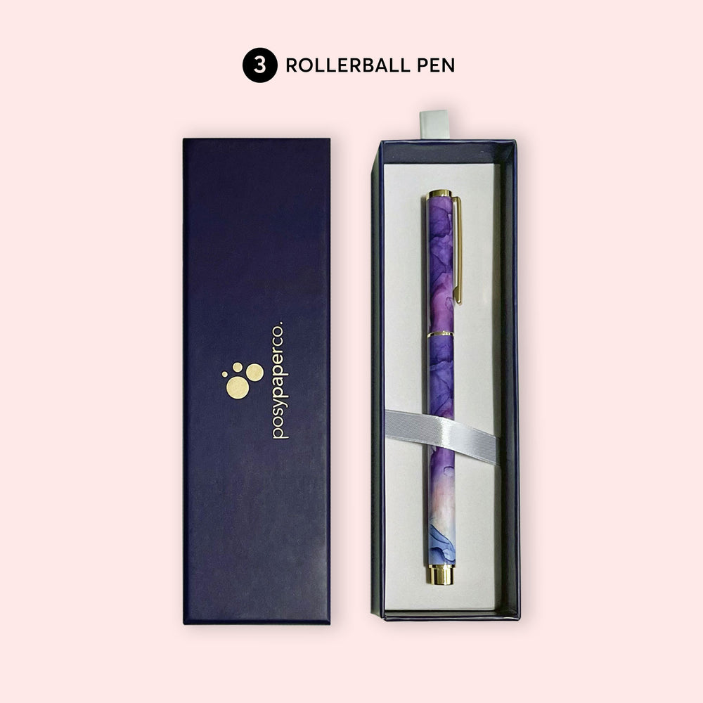 
                  
                    6x9 Weekly Planner, Notepad and Rollerball Pen Set - Purple Flowing Ink
                  
                