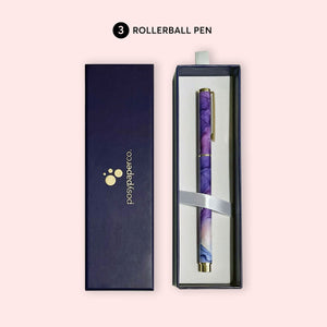 
                  
                    6x9 Weekly Planner, Notebook and Rollerball Pen Set - Purple Blue Flowing Ink
                  
                