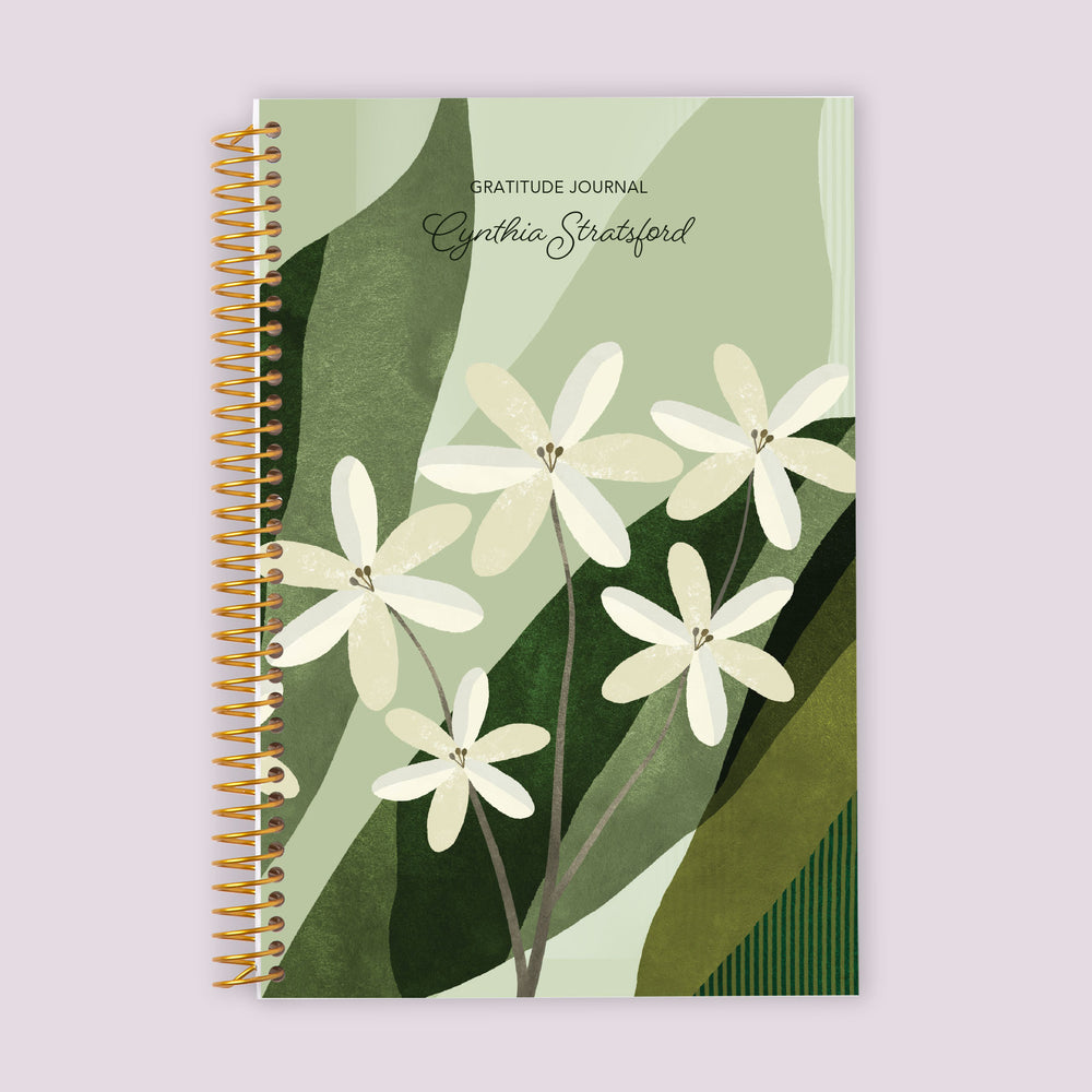 6x9 Gratitude Journal - Abstract Florals Green