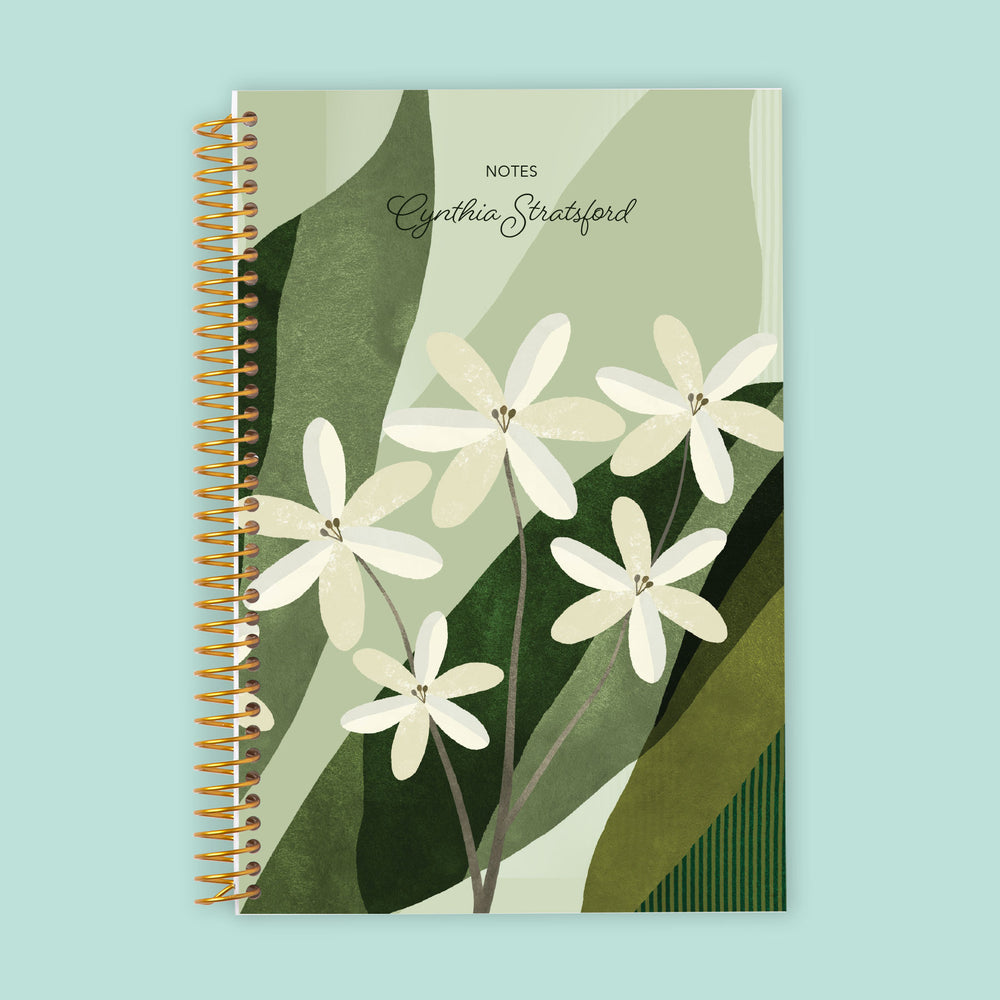 6x9 Notebook/Journal - Abstract Florals Green