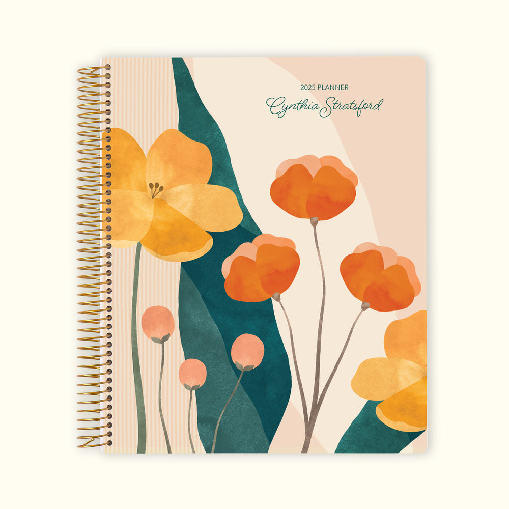 8.5x11 Monthly Planner - Abstract Florals Pink Multicolor
