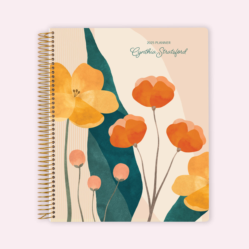 8.5x11 Teacher Planner - Abstract Florals Pink Multicolor