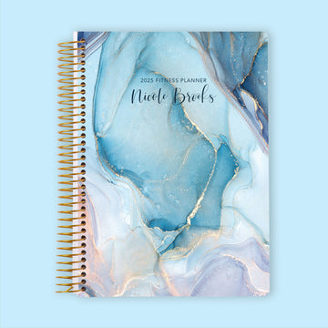 6x9 Fitness Planner - Aqua Gold Abstract Ink