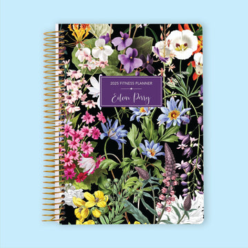 6x9 Fitness Planner - Colorful Florals Black