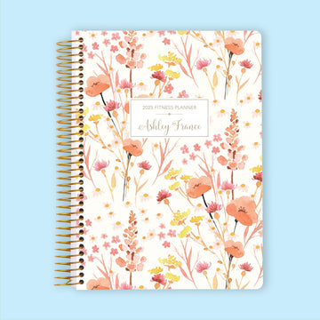 6x9 Fitness Planner - Field Flowers Pink