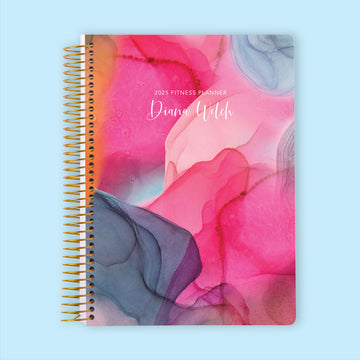 6x9 Fitness Planner - Hot Pink Gray Flowing Ink