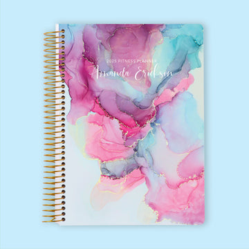 6x9 Fitness Planner - Pink Blue Abstract Ink