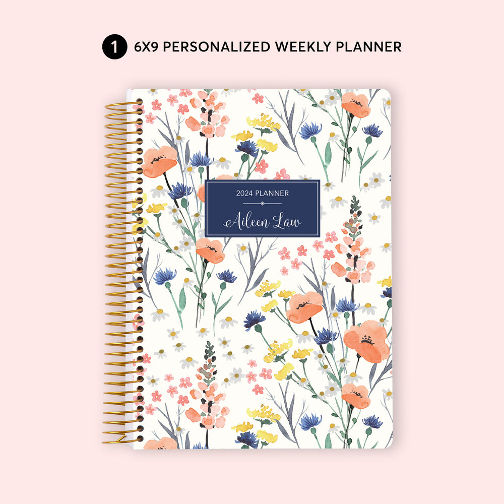 
                  
                    6x9 Weekly Planner and Rollerball Pen Set - Field Flowers
                  
                