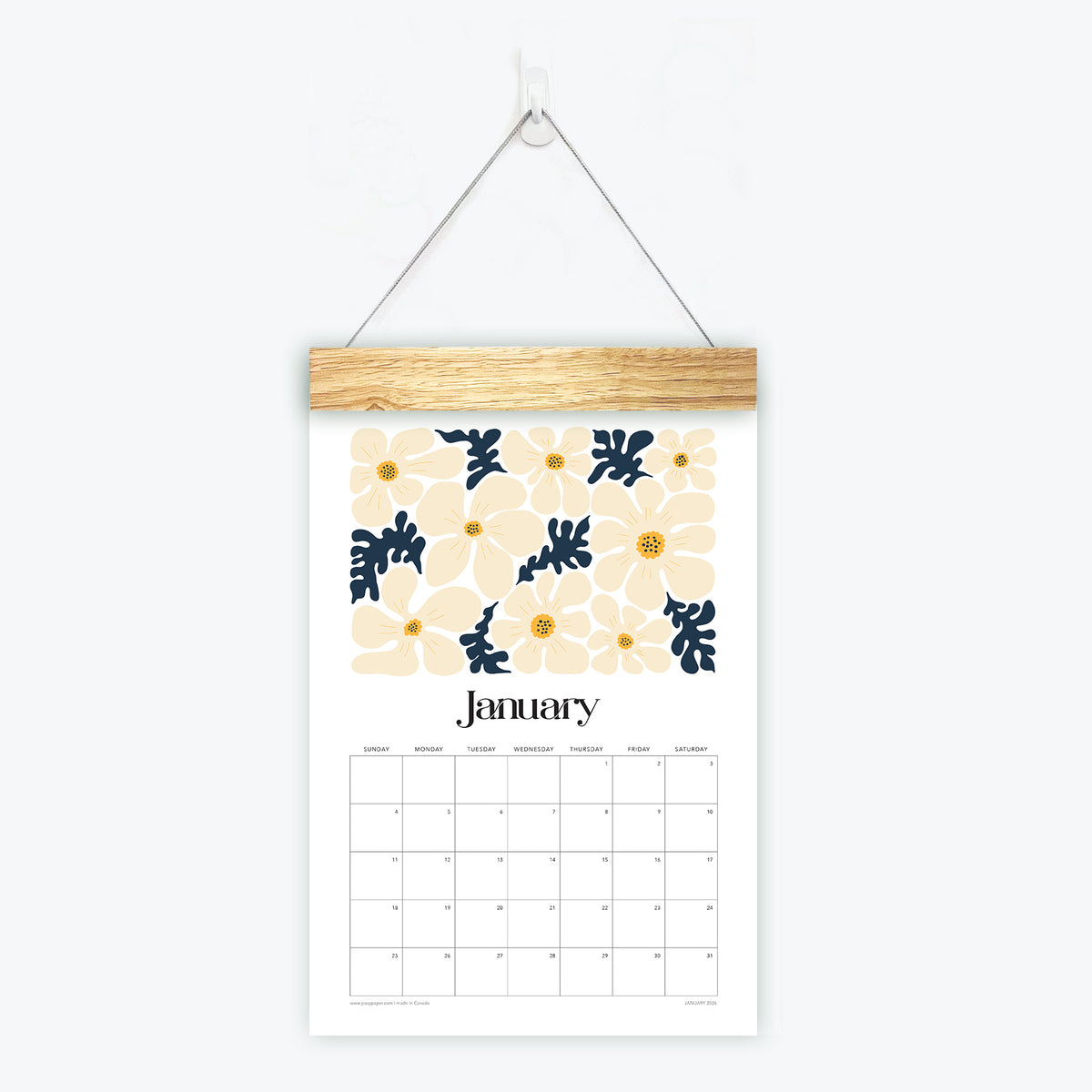 Artful Florals wall calendar page