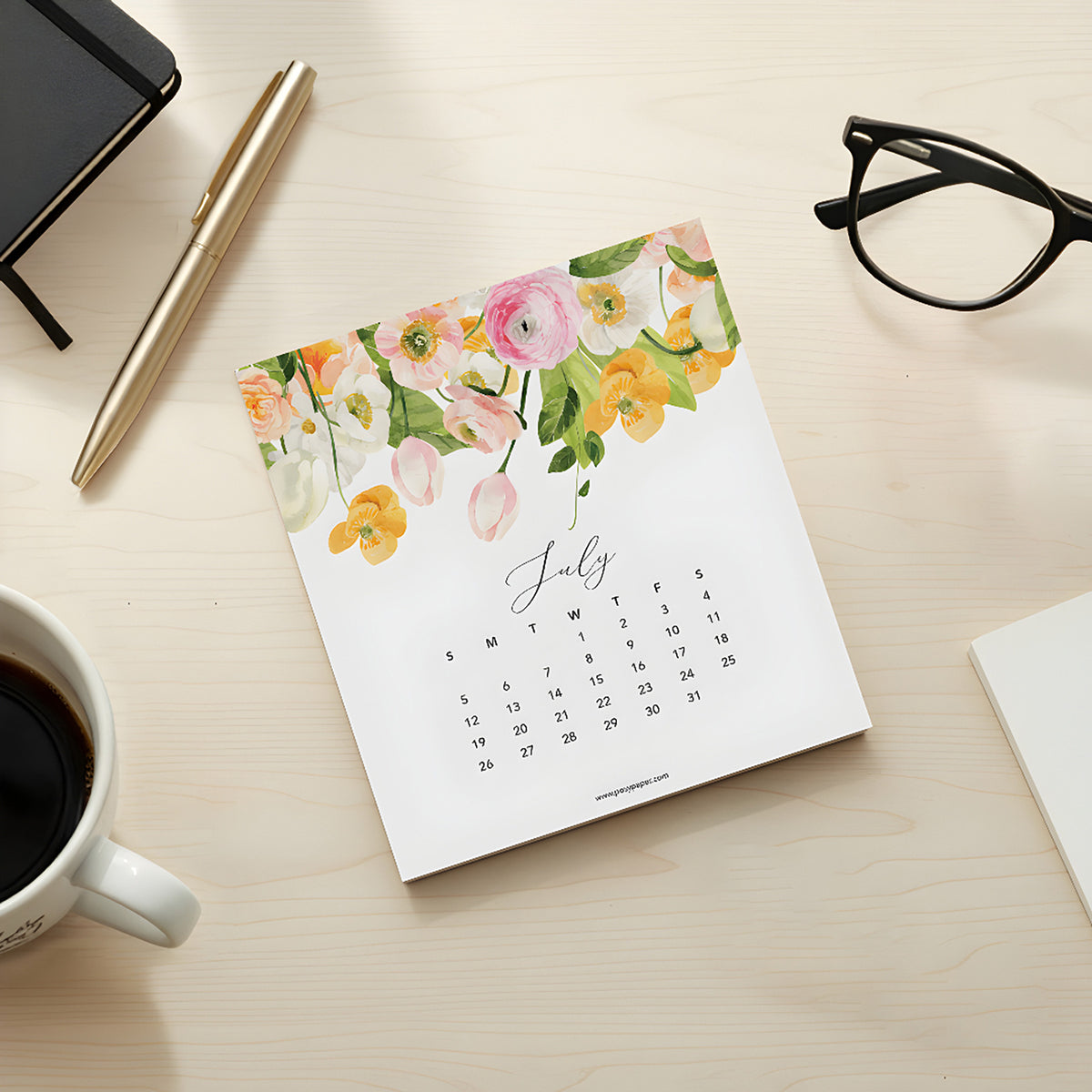 Flirty Florals desk calendar product view
