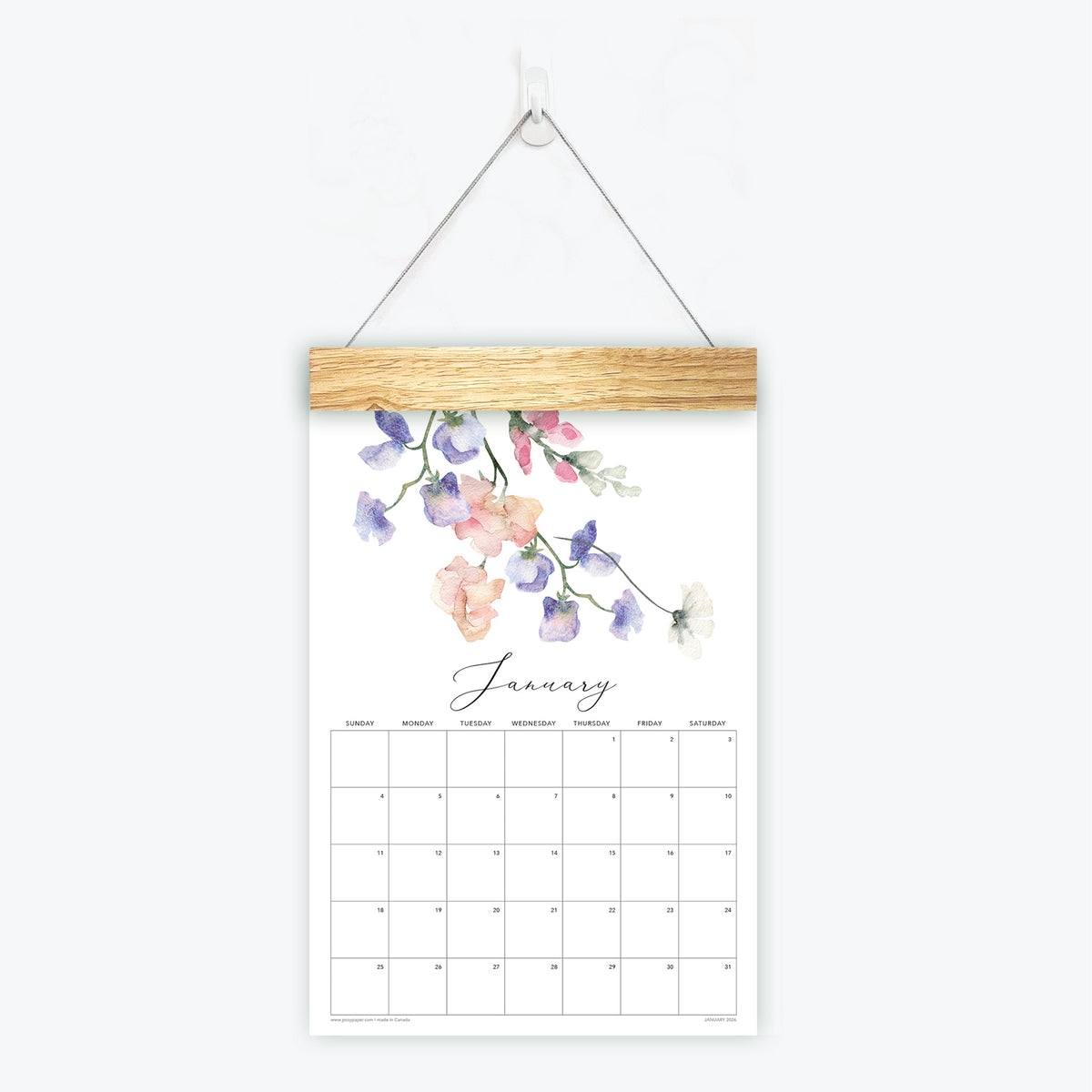 Flirty Florals wall calendar page