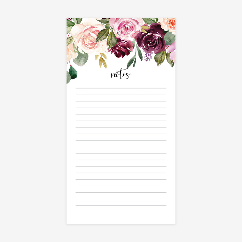 Lined Notepad - Plum Blush Roses