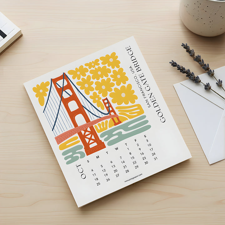 Modern Travel desk calendar product view