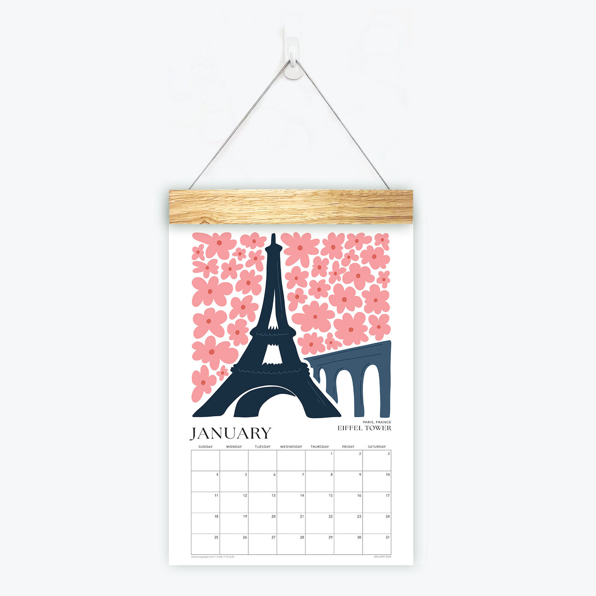 Travel wall calendar page