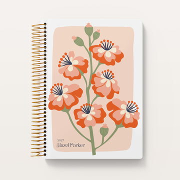 6x9 Daily Planner - Secret Garden Orange Pink