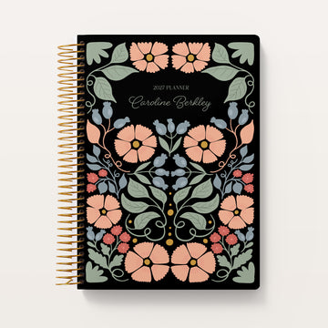 6x9 Daily Planner - Secret Garden Pink Blue Green