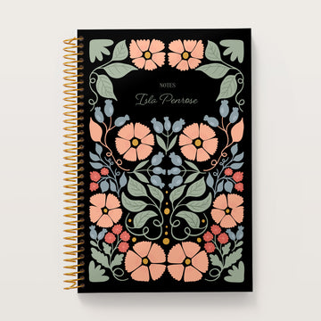 6x9 Notebook/Journal - Secret Garden Midnight Garden